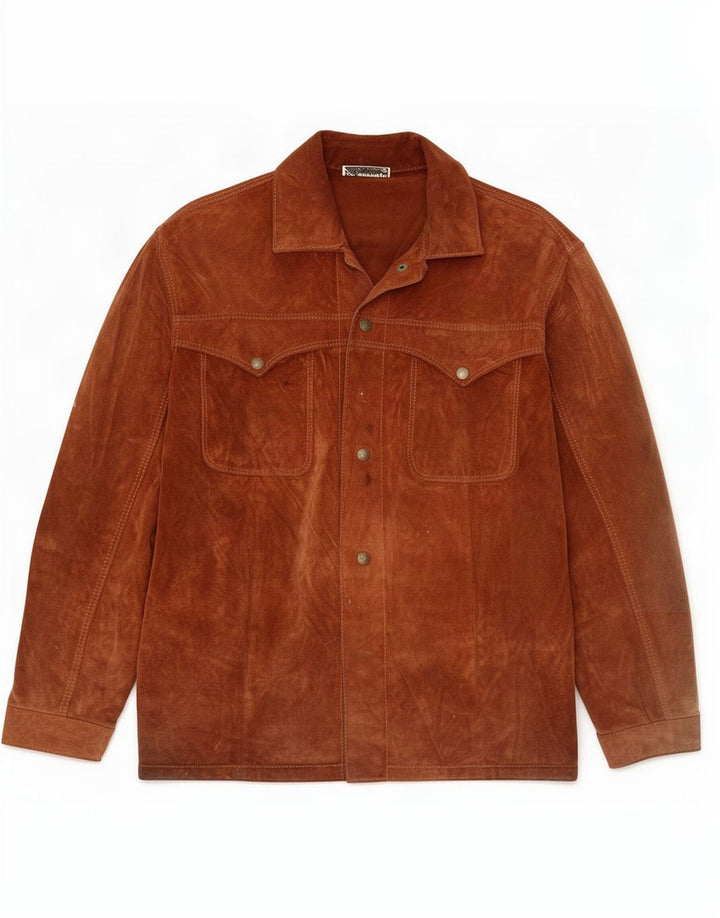 Jaqueta masculina vintage de camurça UK 38 marrom médio