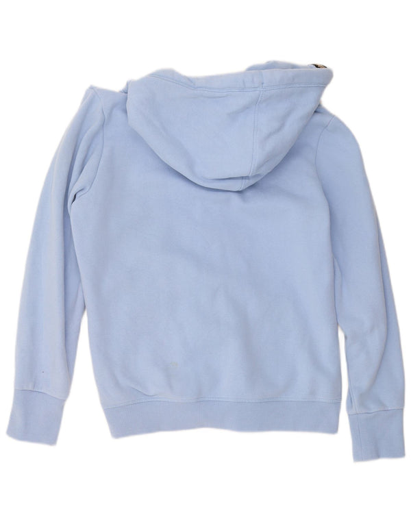 Suéter feminino Superdry com capuz e zíper Reino Unido 16 grande algodão azul