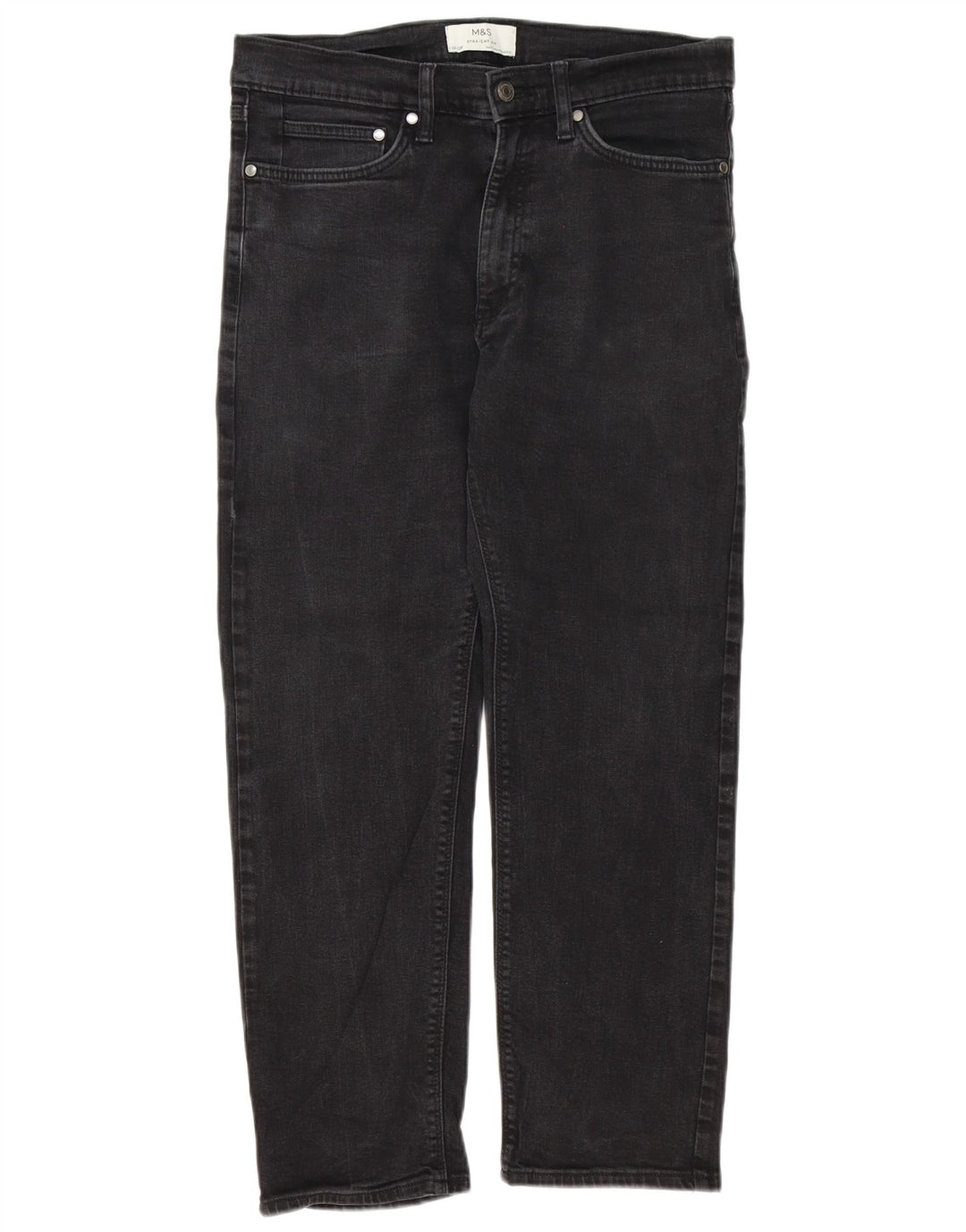 Jeans retos masculinos Marks & Spencer W32 L27 algodão preto