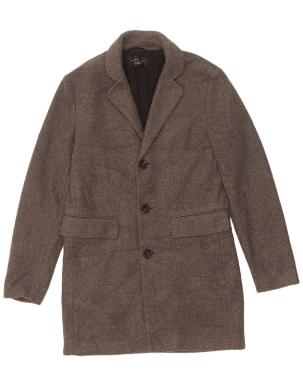 Sobretudo masculino Zara UK 38 poliéster cinza médio