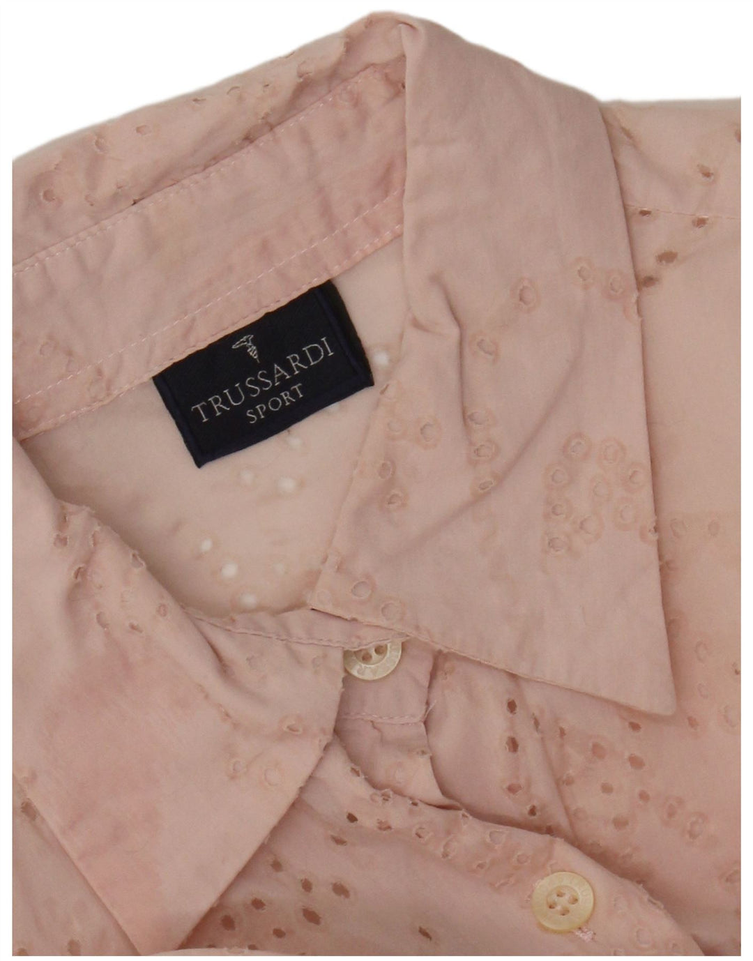 Blusa feminina Trussardi transparente Reino Unido 14 rosa médio