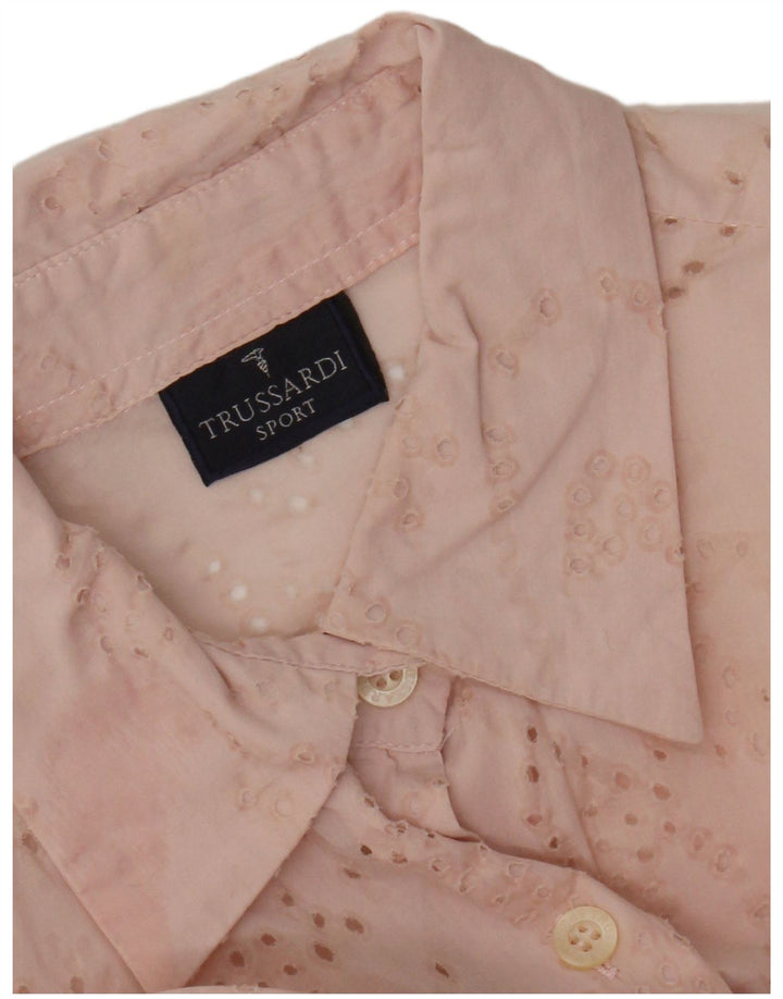 Blusa feminina Trussardi transparente Reino Unido 14 rosa médio