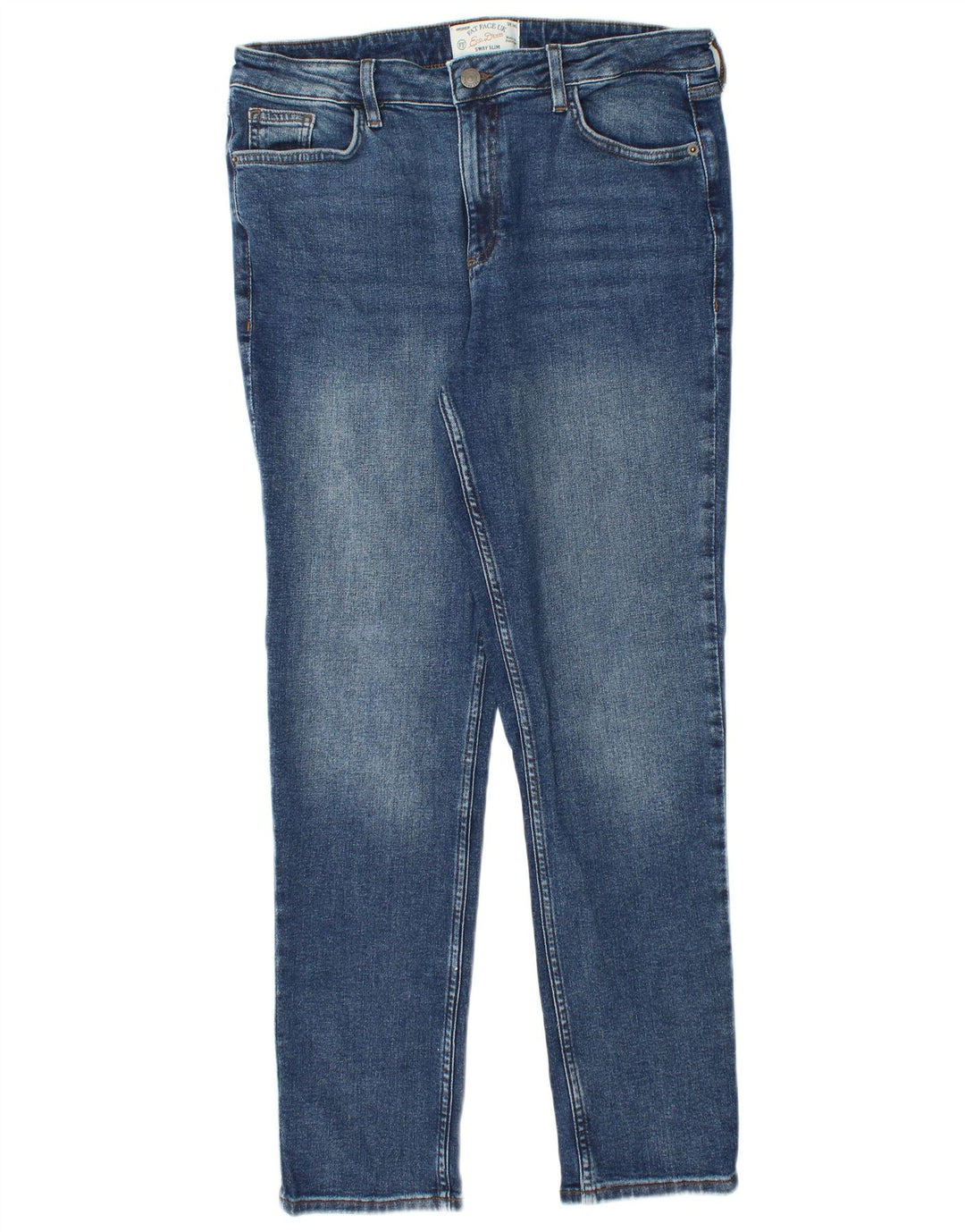 Calça jeans feminina Fat Face Sway Slim UK 14 grande W32 L29 algodão azul