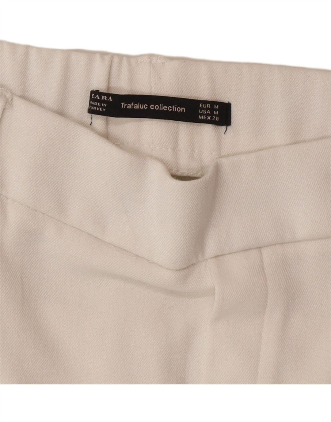 Calça feminina Zara cortada média W28 L24 branca colorblock