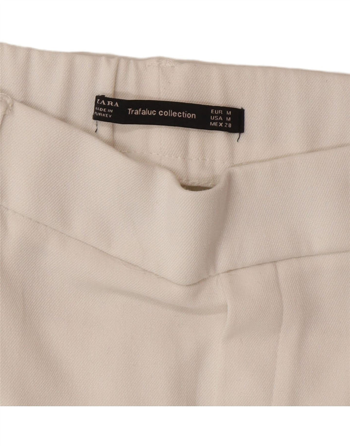 Calça feminina Zara cortada média W28 L24 branca colorblock