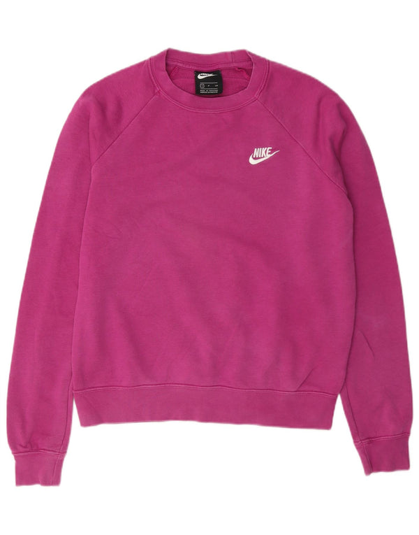 Nike feminino oversized moletom jumper reino unido 10 pequeno algodão rosa
