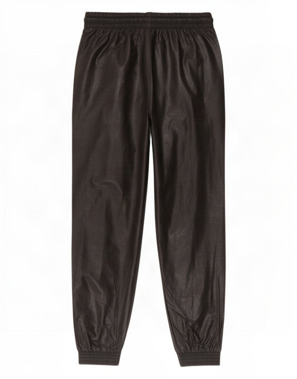Zara Calça feminina joggers de couro sintético médio W28 L26 poliuretano preto
