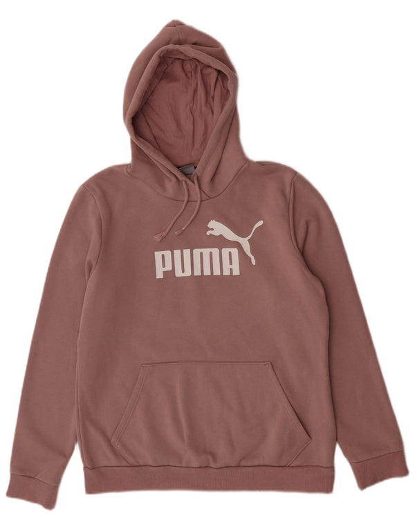 Puma Womens Graphic Hoodie Jumper UK 14 Medium Pink Cotton