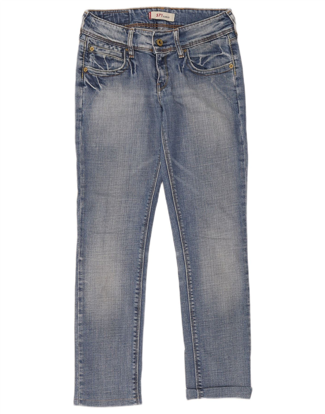 Calça jeans feminina Levi's 571 Slim W27 L34 azul algodão