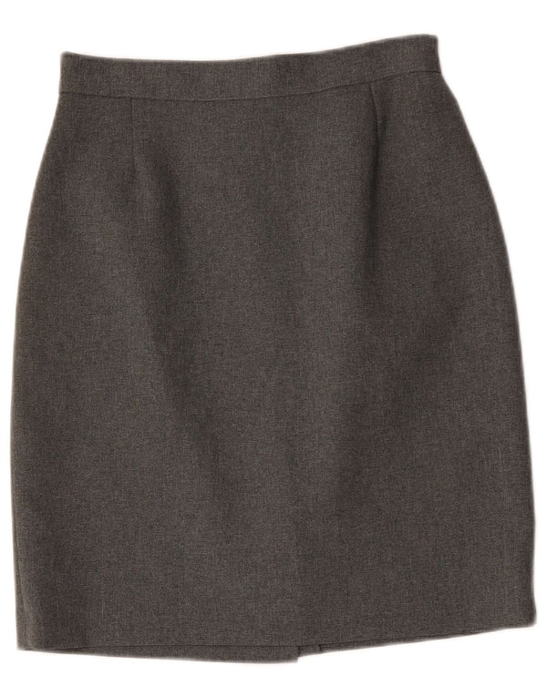 Saia lápis de cintura alta para mulheres vintage IT 44 poliéster cinza W26 médio