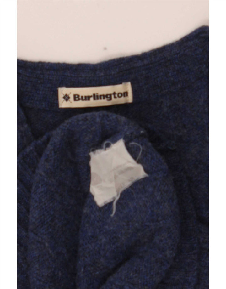 Suéter cardigã masculino Burlington IT 48 lã azul marinho médio