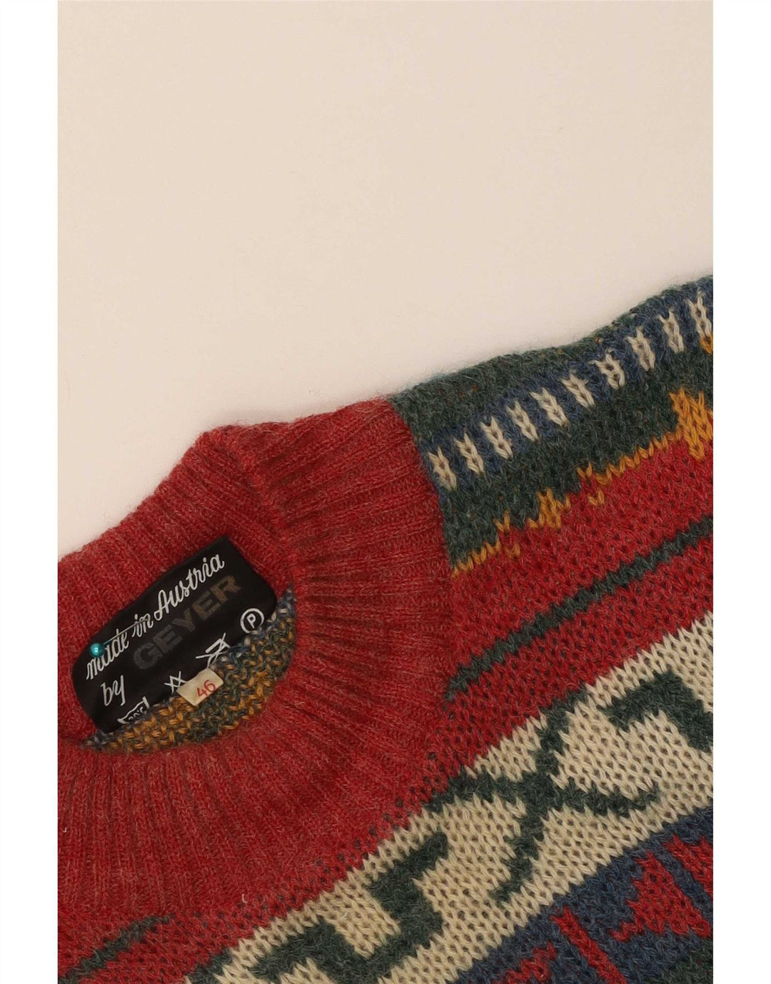 Suéter feminino Geyer com gola redonda IT 46 grande vermelho geométrico