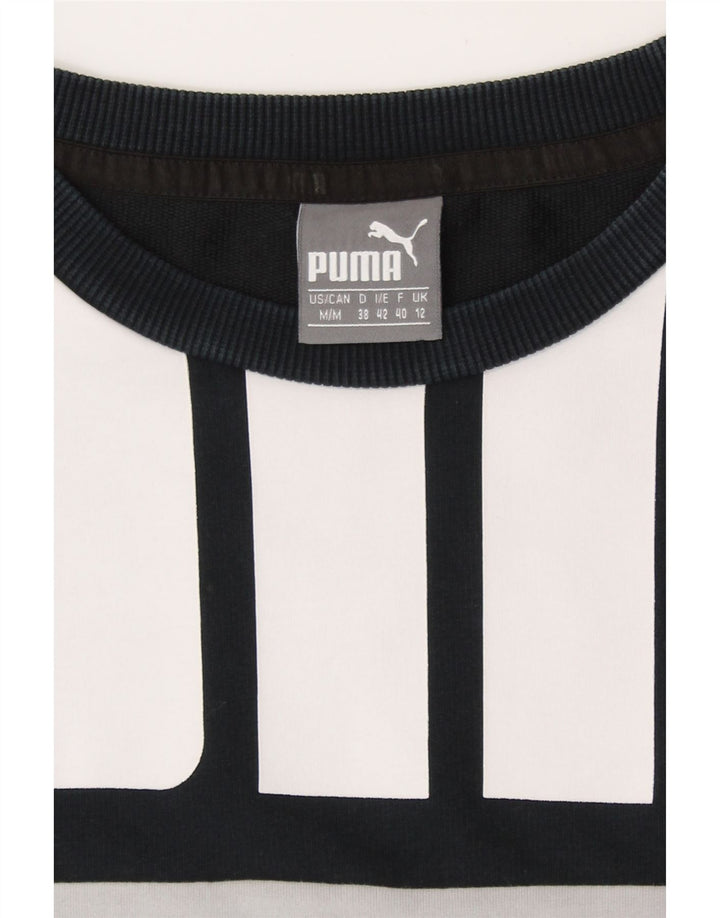 Puma feminino gráfico moletom jumper UK 12 médio branco colorblock