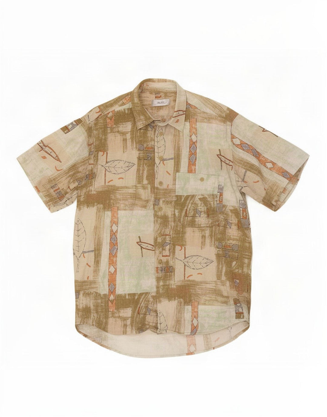 Joka Camisa masculina de manga curta XL cáqui geométrica