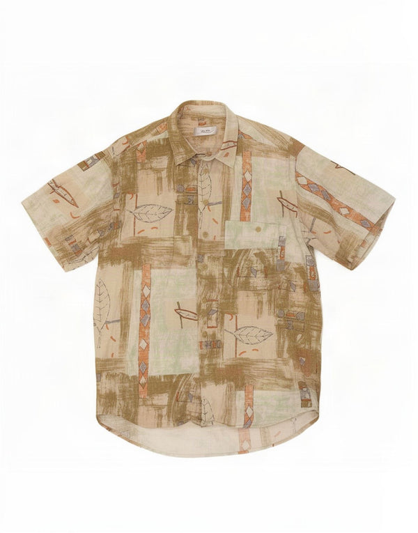 Joka Camisa masculina de manga curta XL cáqui geométrica