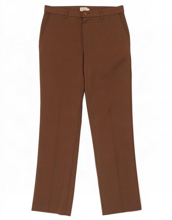 Calça casual reta masculina Farah W34 L33 poliéster marrom
