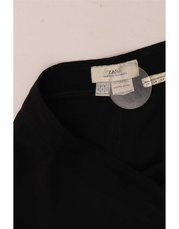 Calça feminina Zara folgada cortada EU 40 médio W30 L26 poliéster preto