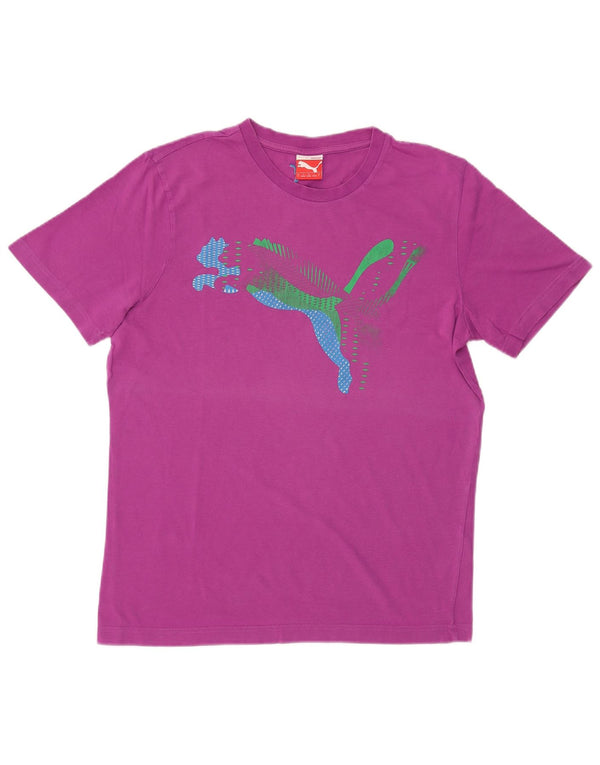 Puma Mens Graphic T-Shirt Top Pequeno Algodão Roxo