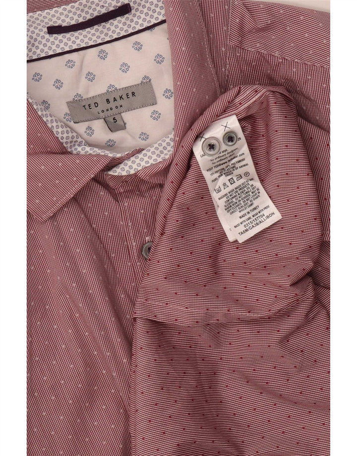Camisa masculina Ted Baker tamanho 5 XL algodão listrado vermelho