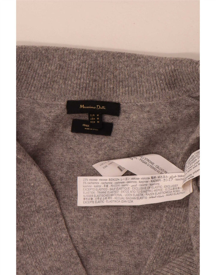 Suéter feminino Massimo Dutti com gola polo oversized Reino Unido 12 cinza médio