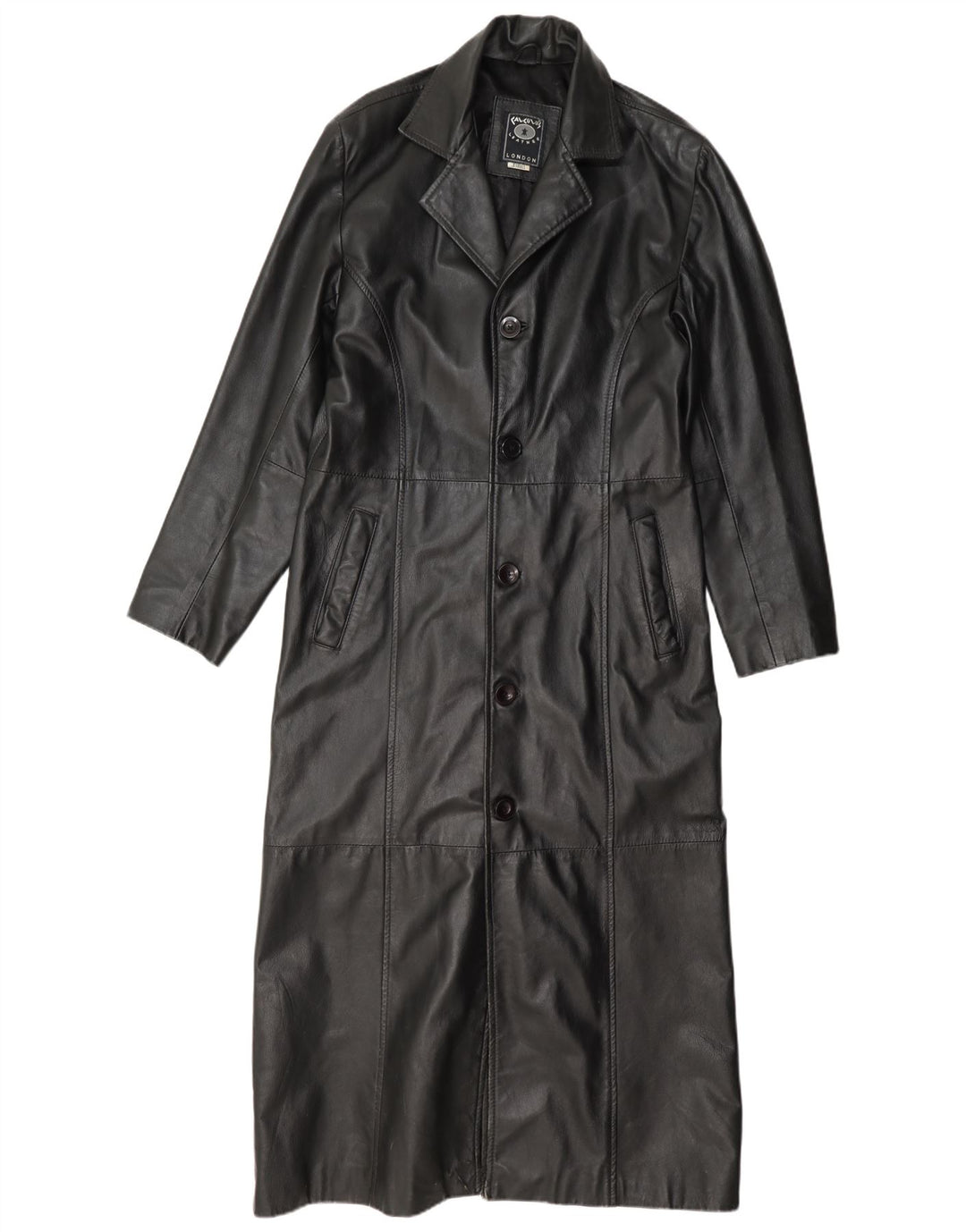 Casaco de couro feminino longo e solto Calculus UK 4 XS preto