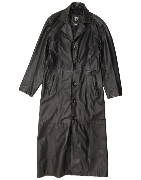 Casaco de couro feminino longo e solto Calculus UK 4 XS preto