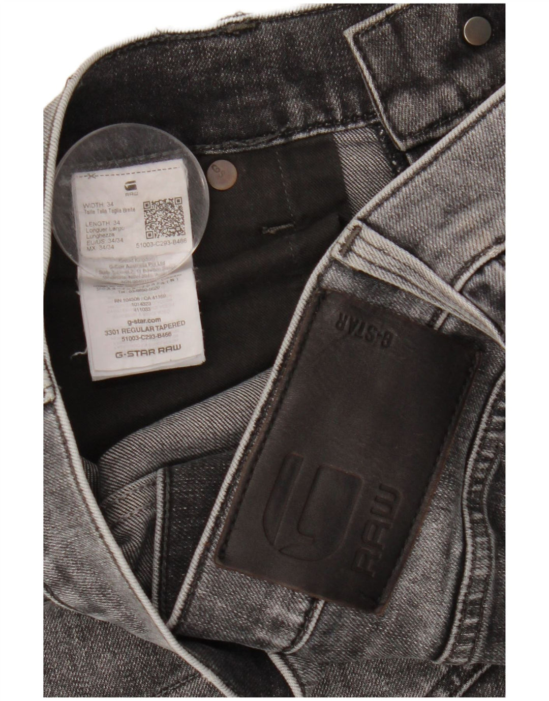 Calça jeans masculina regular cônica G-Star W34 L34 algodão cinza