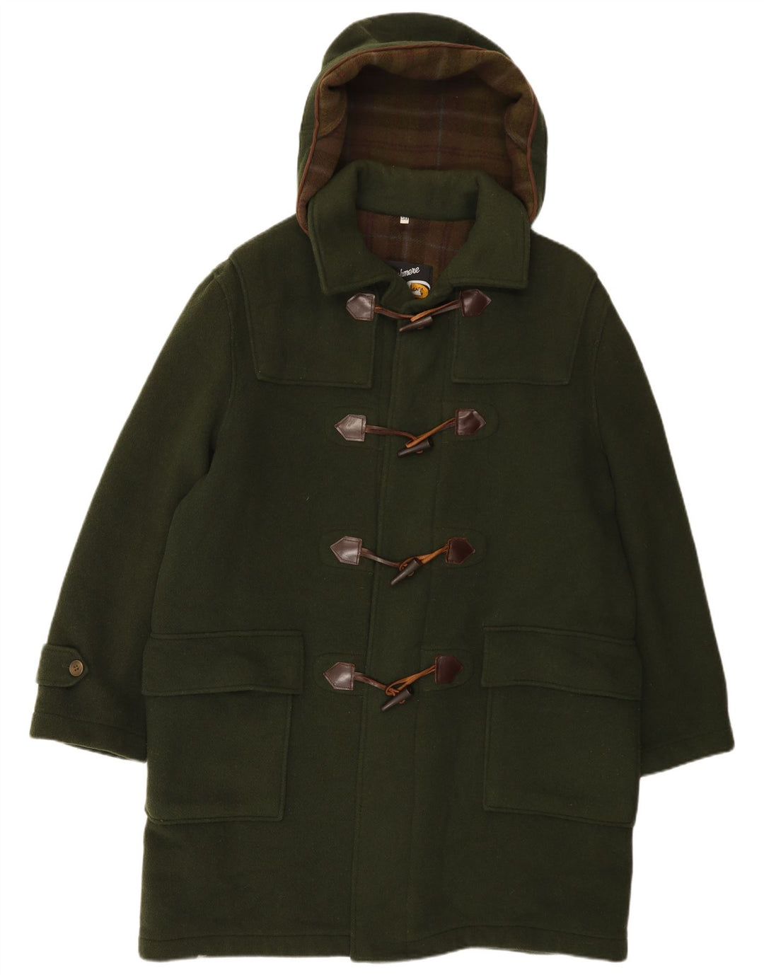 Casaco masculino vintage com capuz IT 50 grande lã verde