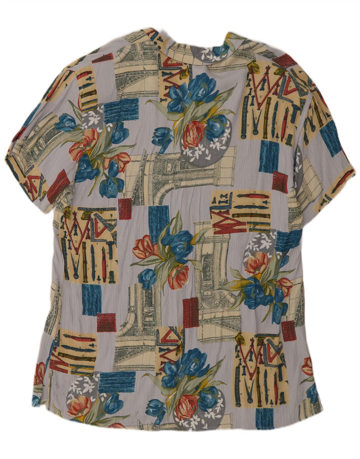 Blusa feminina CARLA FERRONI UK 16 grande patchwork multicolorido