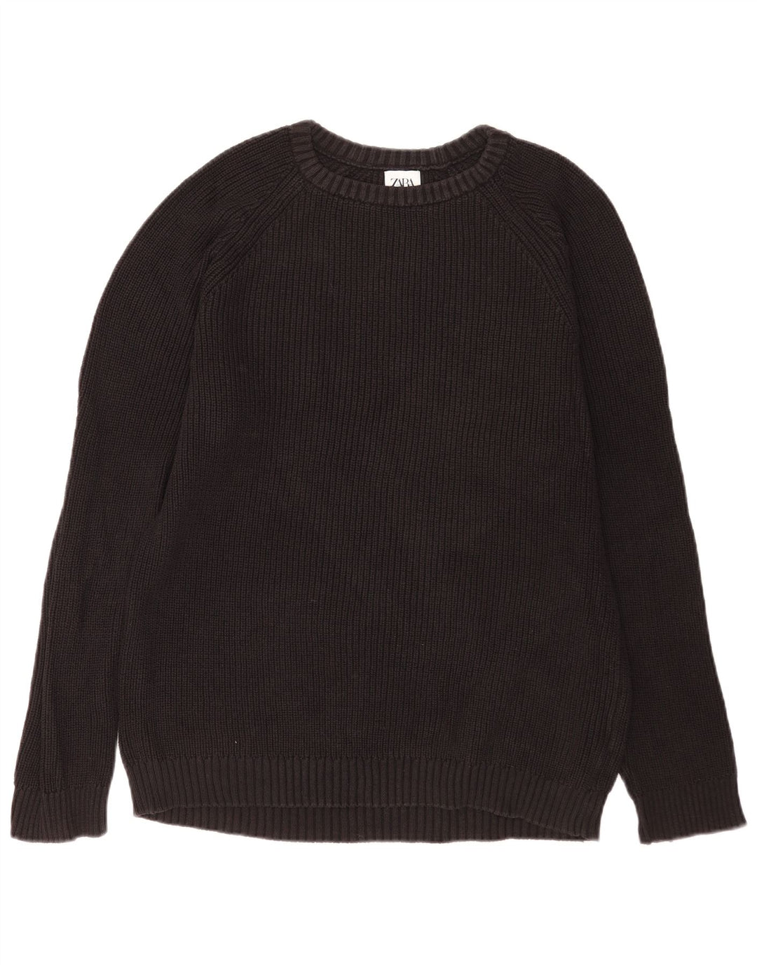 Suéter masculino Zara com gola redonda, grande algodão preto