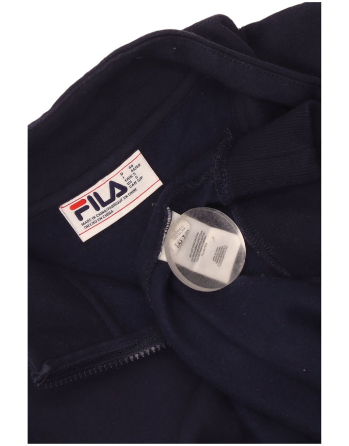 Moletom masculino Fila com capuz gráfico com zíper e pequeno bloco colorido azul marinho