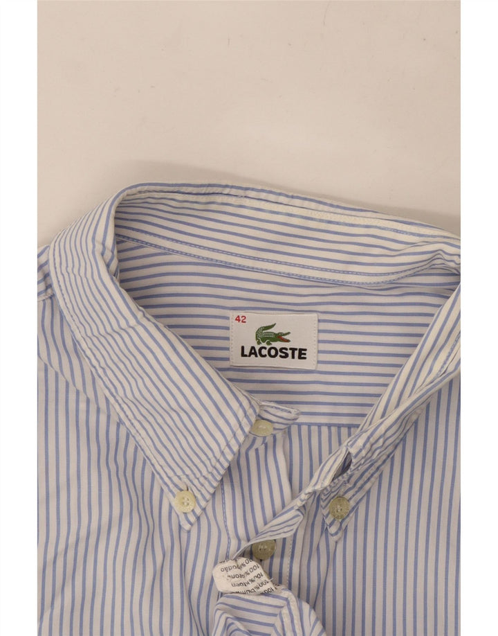Camisa masculina LACOSTE tamanho 42 grande algodão listrado azul