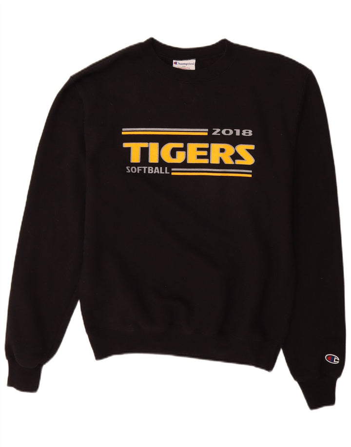 Champion Mens Tigers Gráfico Moletom Jumper Pequeno Algodão Preto