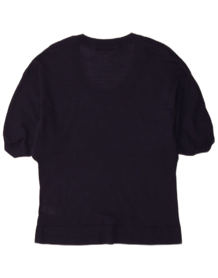 Suéter feminino Marks & Spencer com gola canoa Reino Unido 12 médio azul marinho