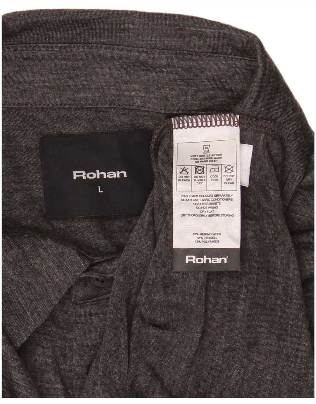 Camisa polo masculina Rohan grande lã Merino manchada cinza