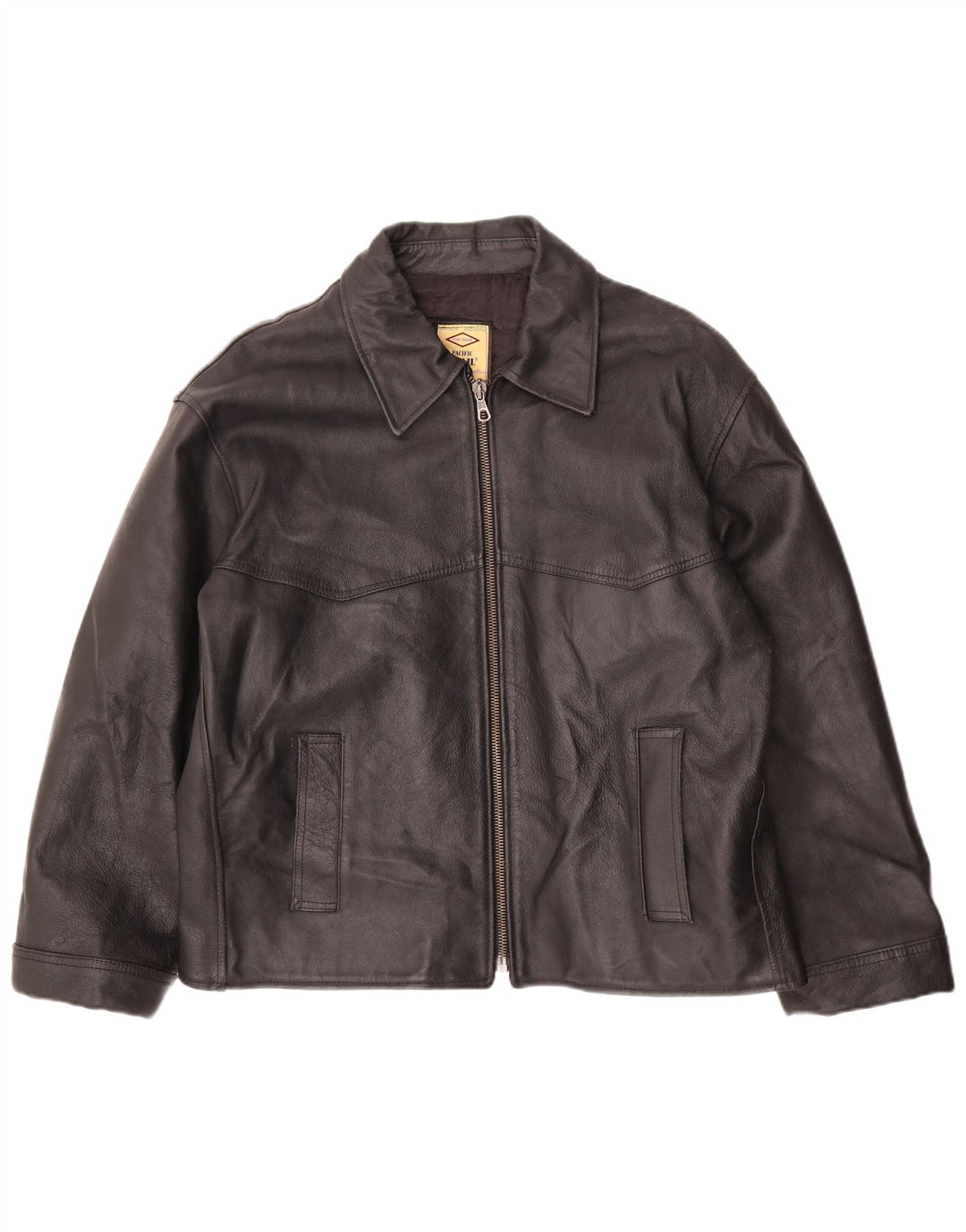 Jaqueta de couro masculina Pacific Trail Reino Unido 44 2XL couro preto