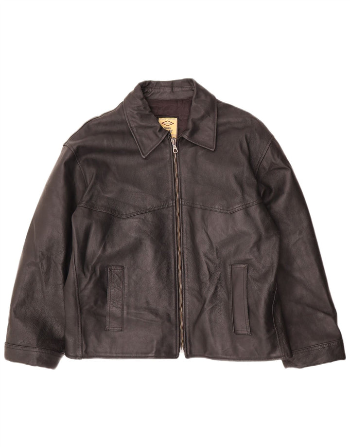 Jaqueta de couro masculina Pacific Trail Reino Unido 44 2XL couro preto
