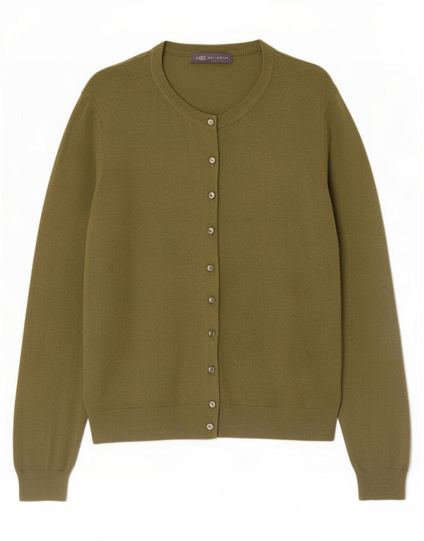 Suéter cardigã feminino Marks & Spencer UK 22 3XL viscose verde