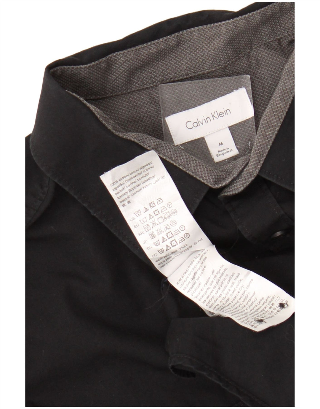Camisa masculina Calvin Klein de algodão preto médio