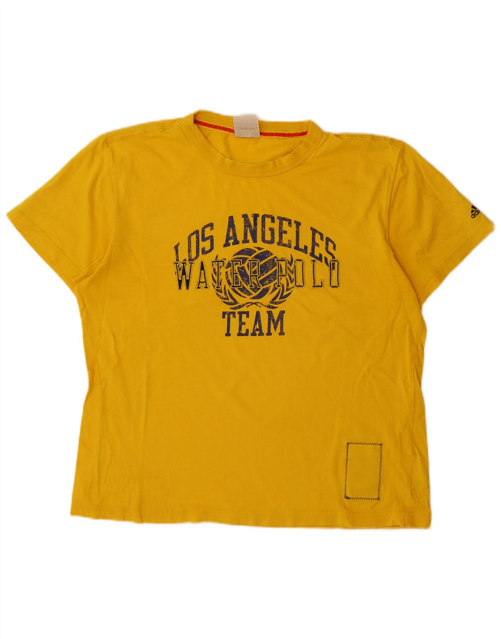 ADIDAS Mens Graphic T-Shirt Top Grande Algodão Amarelo