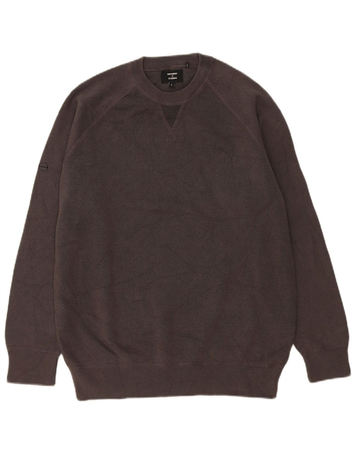 Superdry moletom masculino jumper grande algodão cinza