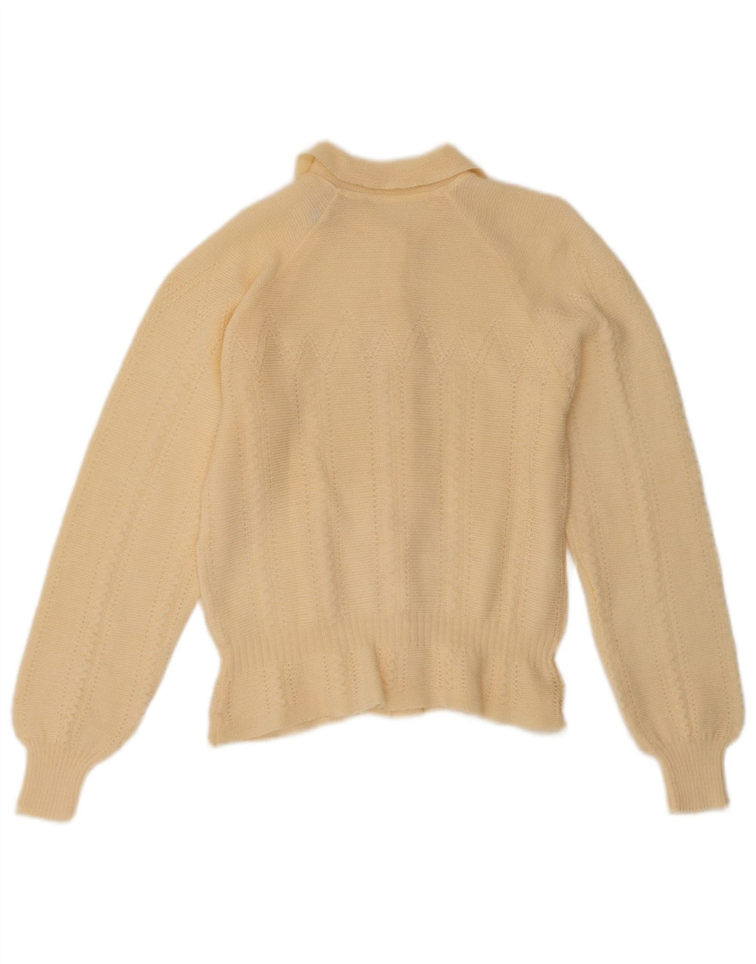 Suéter cardigã feminino VINTAGE IT 42 lã merino amarelo médio