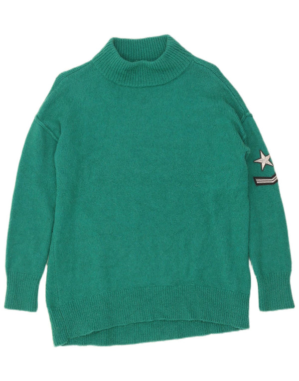 Suéter feminino MINT VELVET com gola de tartaruga grande Reino Unido 10 pequeno verde