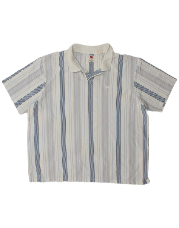 Camisa polo masculina relaxada Levi's XL de algodão listrado azul