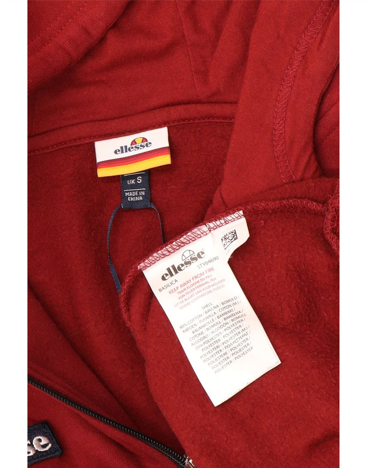ELLESSE Suéter masculino com capuz e zíper e gola pequena de algodão vermelho