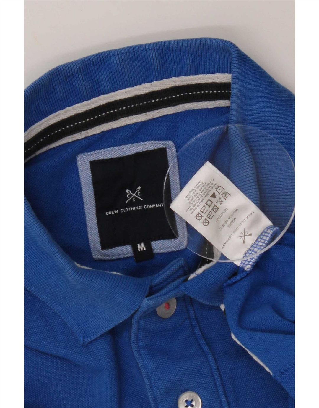 Camisa polo masculina Crew Clothing algodão azul médio