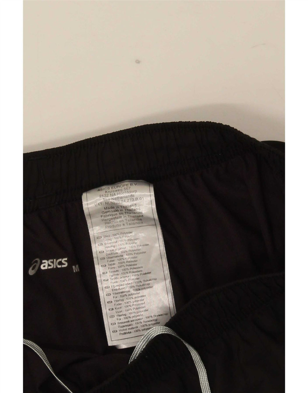 Shorts esportivos masculinos Asics médio preto colorblock poliéster