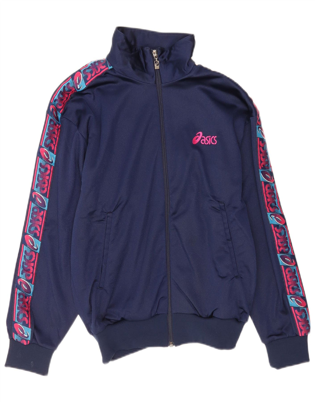 Asics Womens Graphic Tracksuit Top Jacket IT 42 Médio Azul Marinho Poliamida