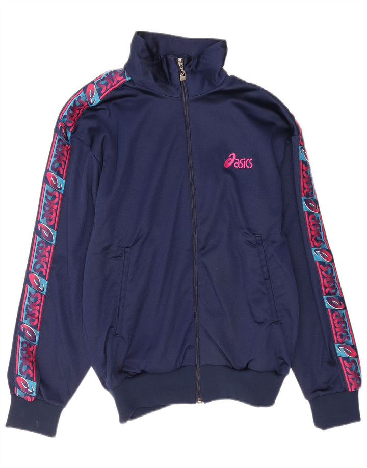 Asics Womens Graphic Tracksuit Top Jacket IT 42 Médio Azul Marinho Poliamida