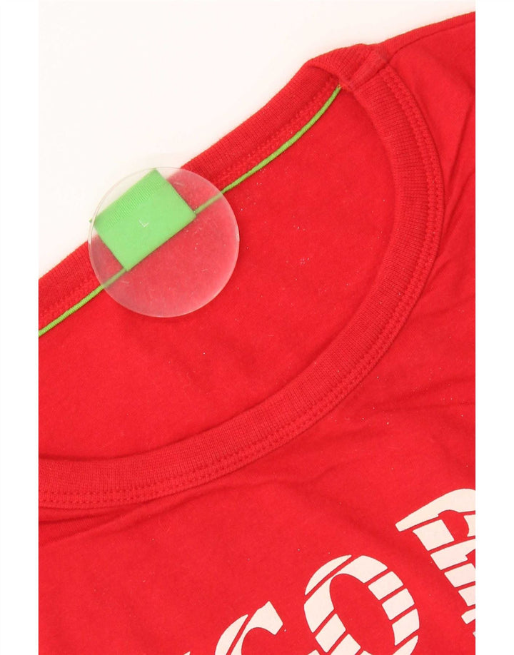 Camiseta gráfica masculina Hugo Boss grande algodão vermelho